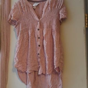 High-low dusty rose blouse